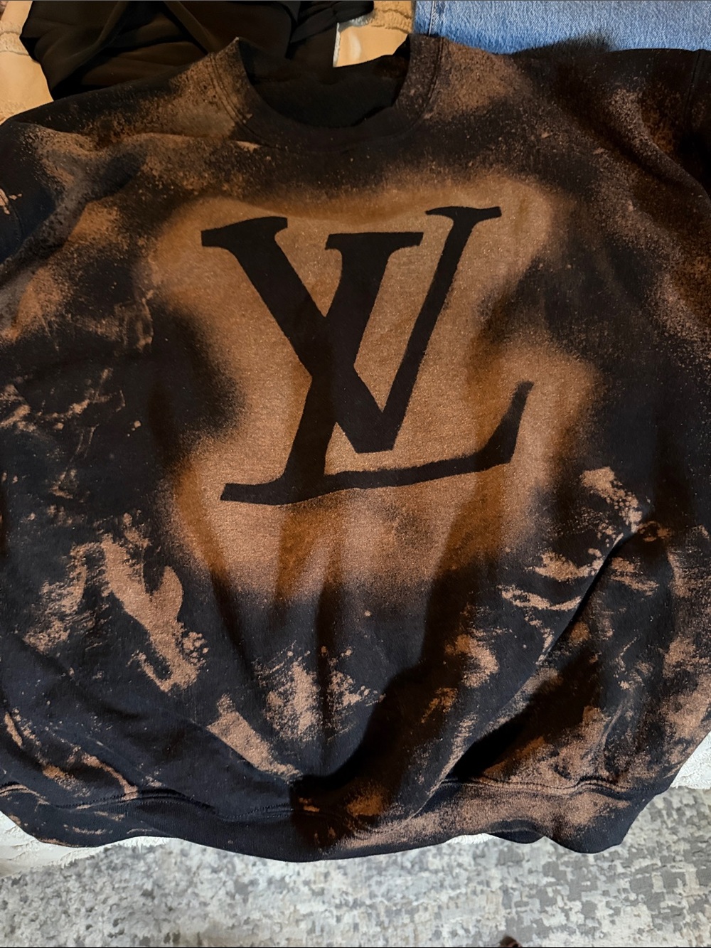 Black & Brown Distressed Logo Pullover Sweatshirt - Women